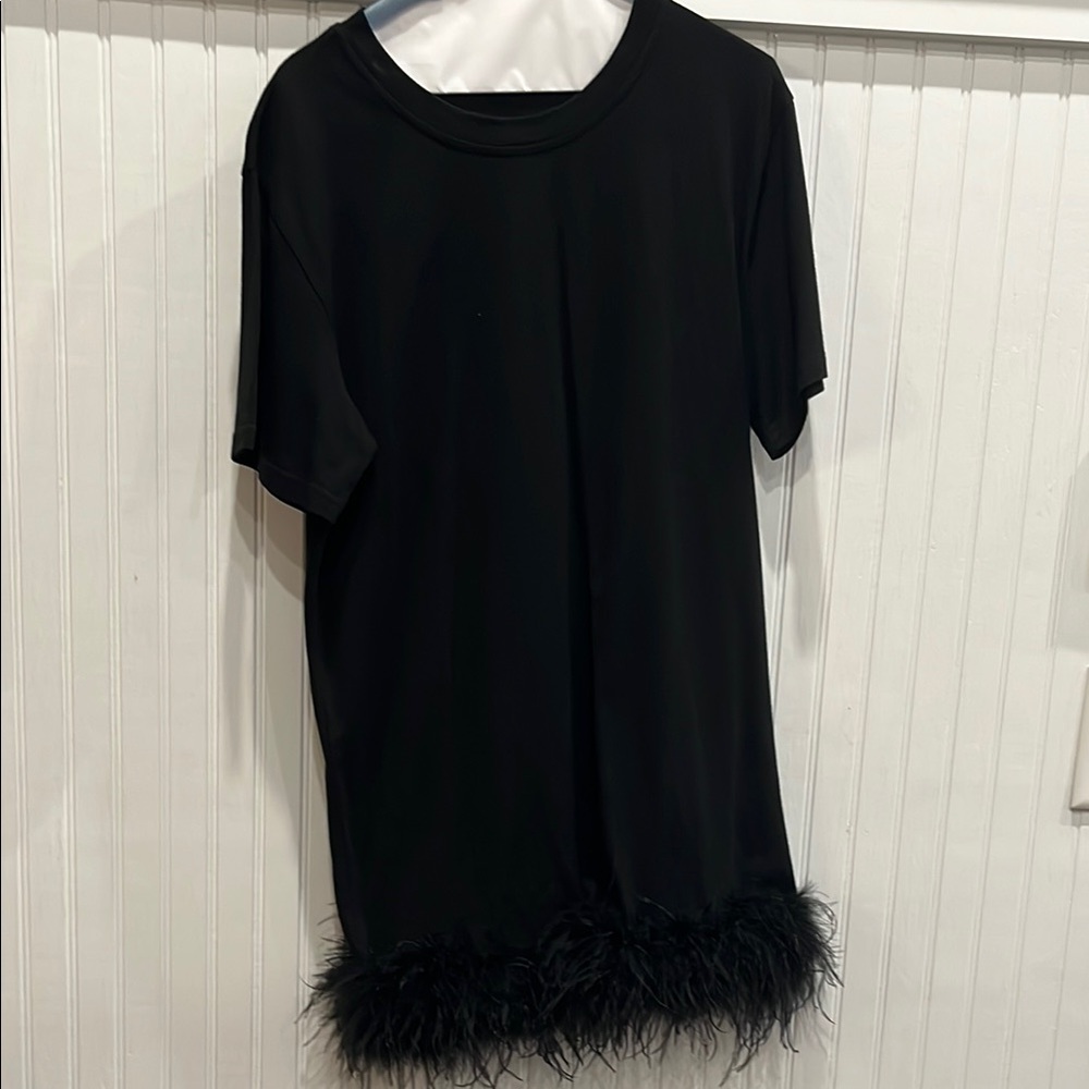 Black Embellished Mini Dress with Polo Collar